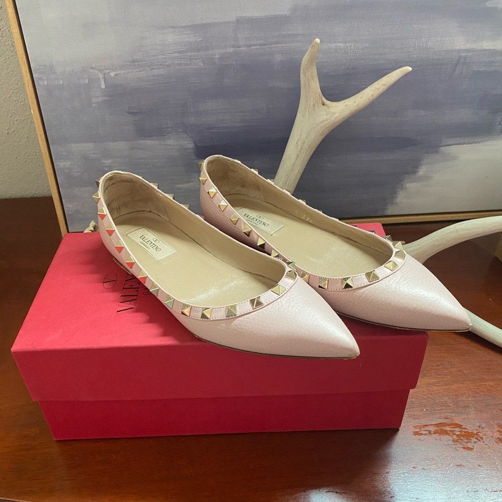 Valentino ballet rock stud flats, light pink